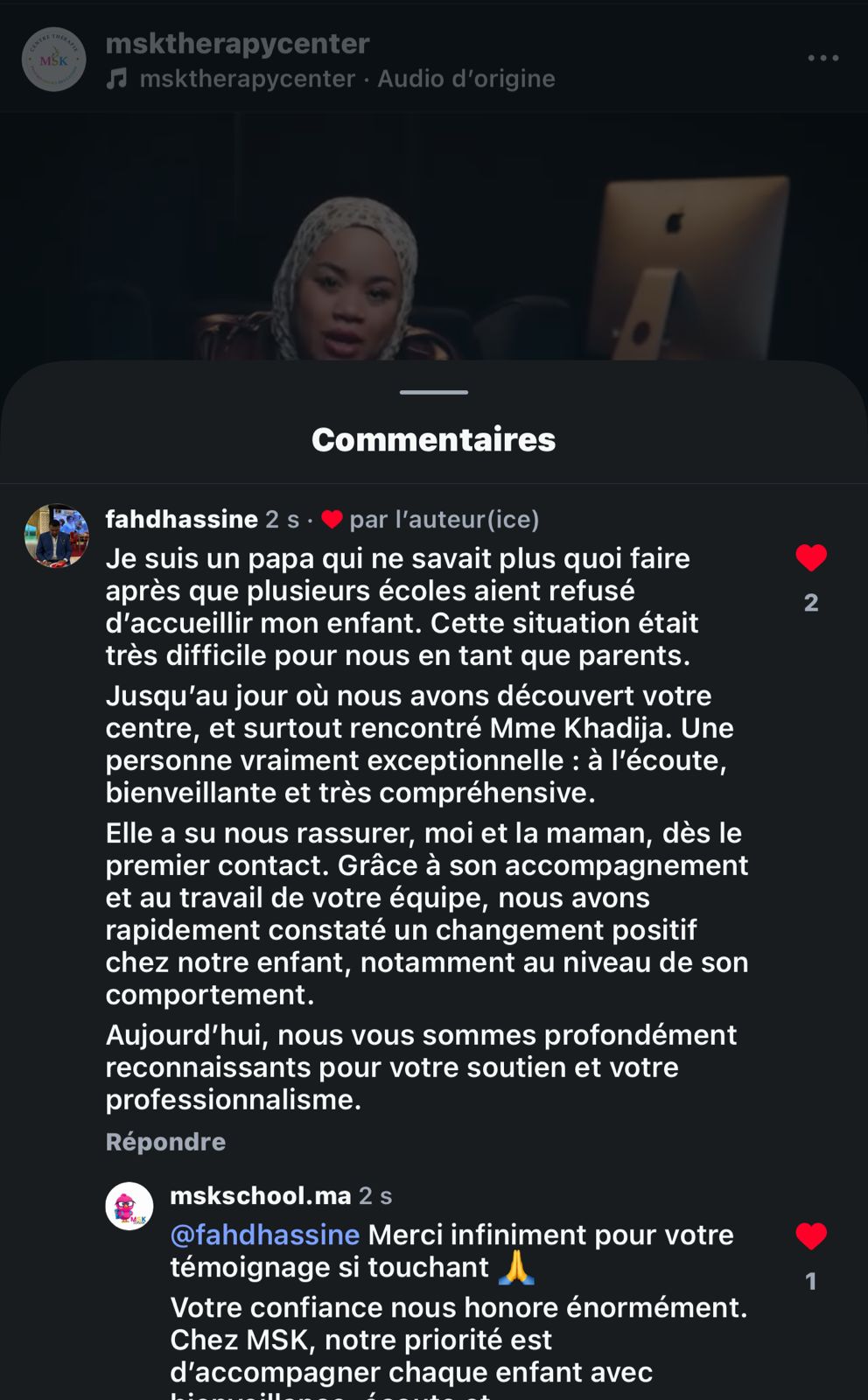 Témoignage parent MSK